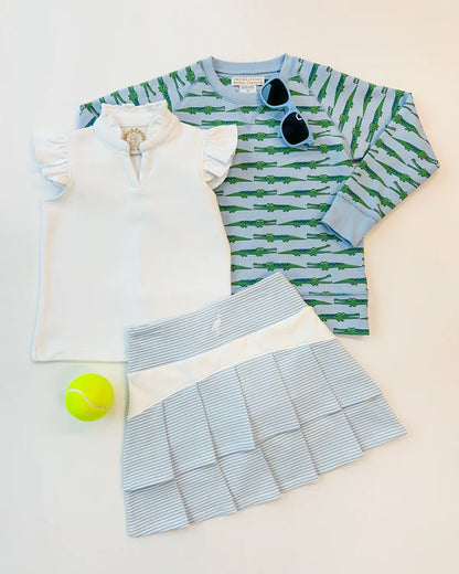 Prepletic™ Cindy Skort- Beale Street Blue Seersucker with Worth Avenue White