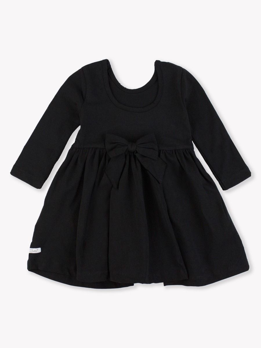 Everyday Knit Long Sleeve Twirl Dress - Black