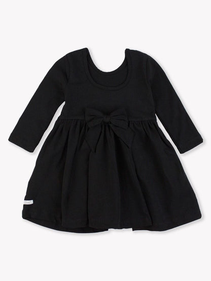 Everyday Knit Long Sleeve Twirl Dress - Black