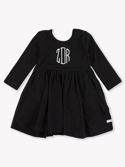 Everyday Knit Long Sleeve Twirl Dress - Black