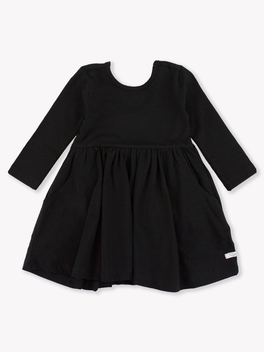 Everyday Knit Long Sleeve Twirl Dress - Black