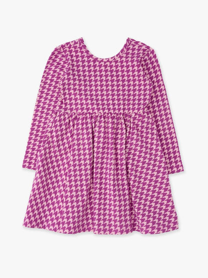 Everyday Knit Long Sleeve Twirl Dress - Plum Tart Houndstooth