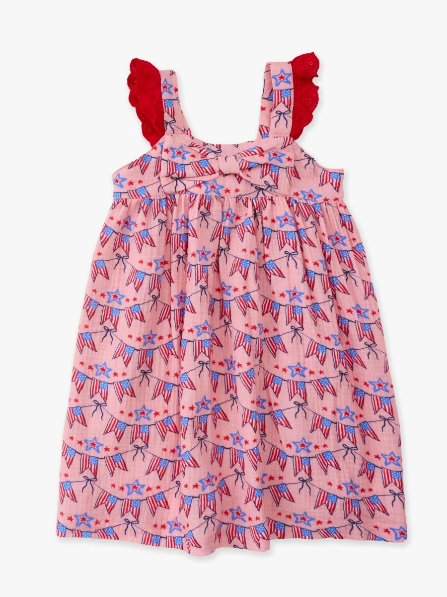 Cotton Gauze Flutter Bow Woven Dress