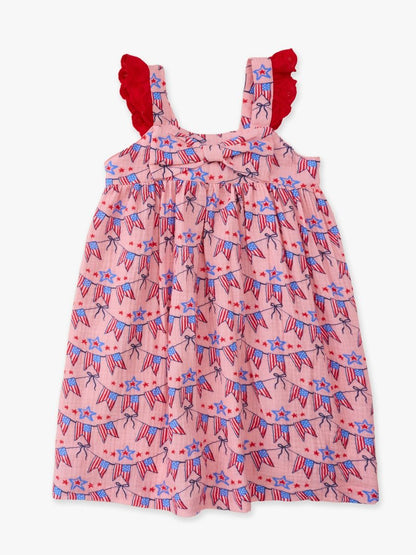 Cotton Gauze Flutter Bow Woven Dress