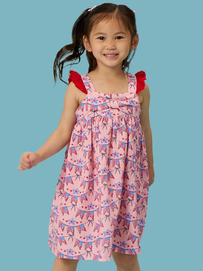 Cotton Gauze Flutter Bow Woven Dress
