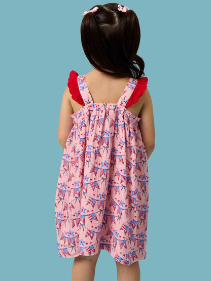 Cotton Gauze Flutter Bow Woven Dress