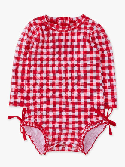 Gingham Long Sleeve One Piece Rash Guard