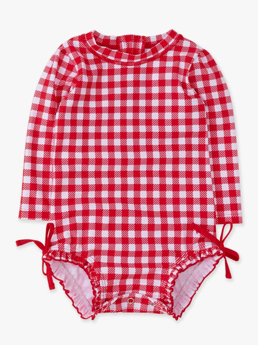 Gingham Long Sleeve One Piece Rash Guard