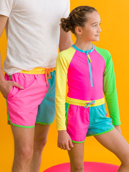 Long Sleeve Zipper One Piece Rash Guard Swimsuit