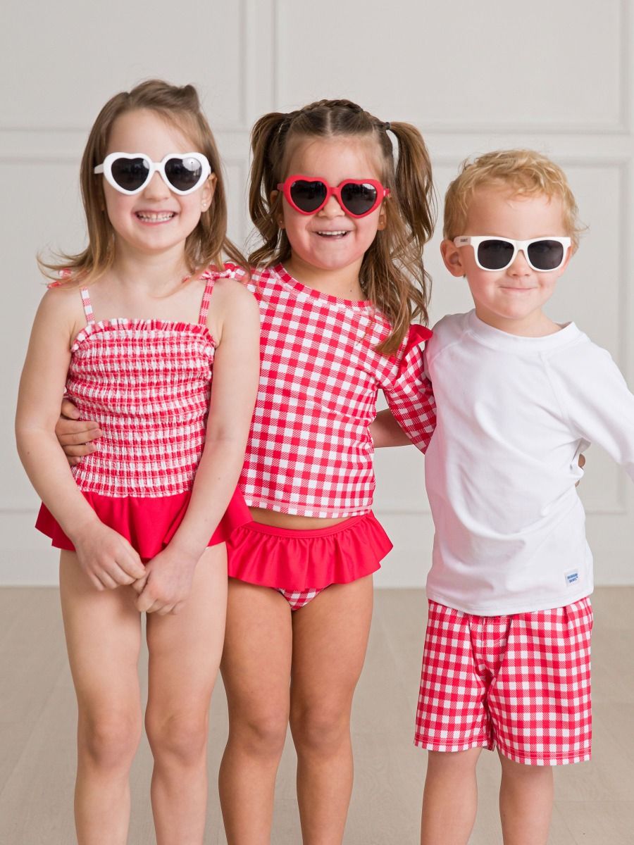 Flutter Long Sleeve Rash Guard Skirted 2-Piece Swimsuit