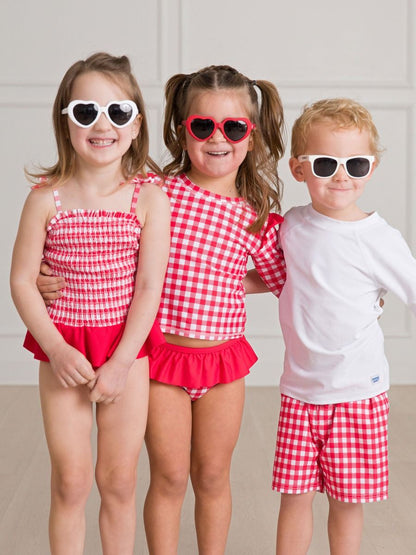Flutter Long Sleeve Rash Guard Skirted 2-Piece Swimsuit