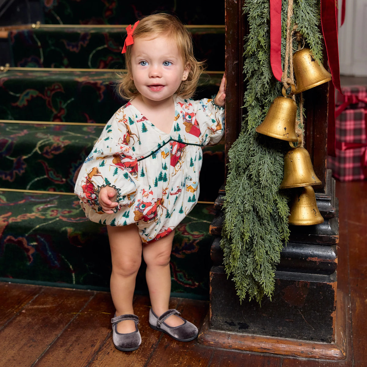 Baby Girls Wynne Bubble - santa sleigh