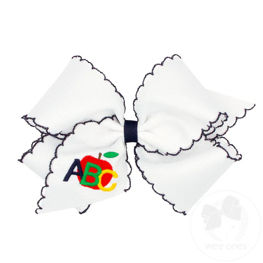 King Grosgrain Hair Bow School-themed Embroidery
