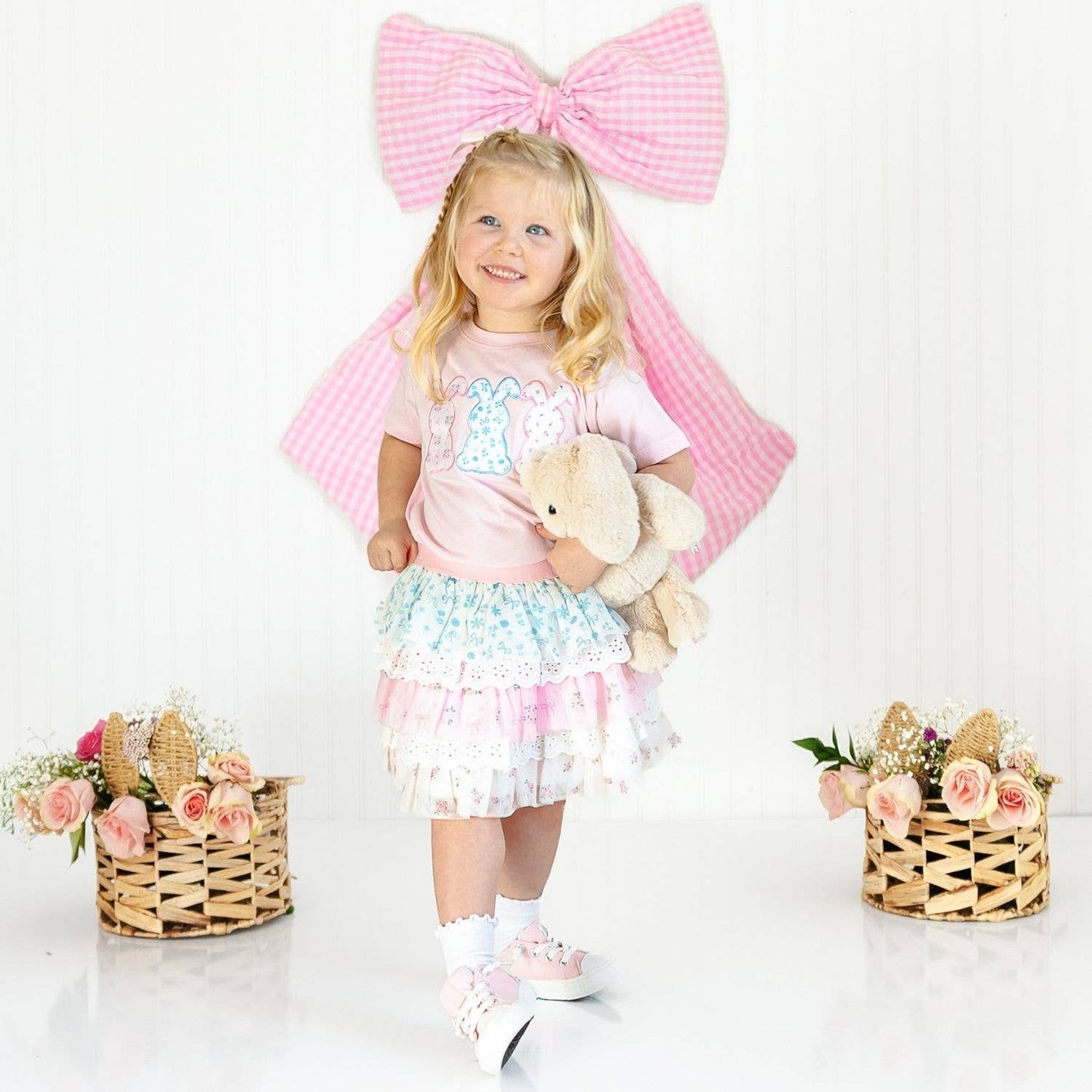 Floral Bunny Patch Easter Short Sleeve T-Shirt