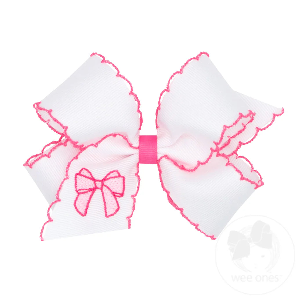 Medium Moonstitch Edge and Pearl Pink Cowgirl Bow Embroidery