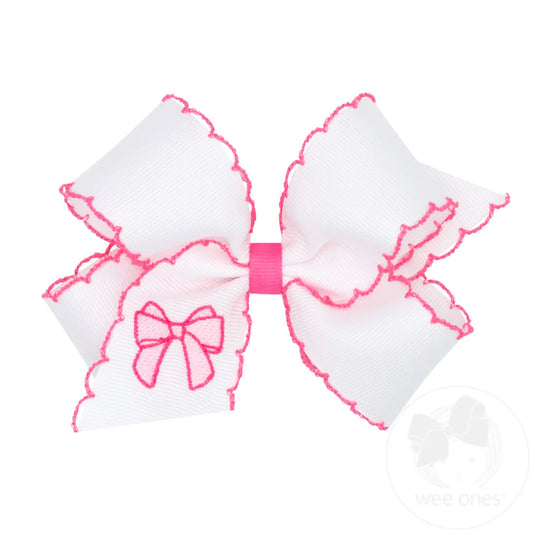 Medium Moonstitch Edge and Pearl Pink Cowgirl Bow Embroidery