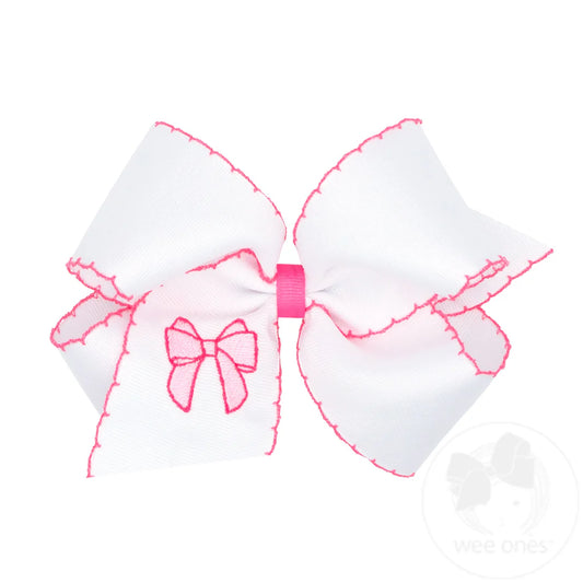 King Moonstitch Edge and Pearl Pink Bow Embroidery