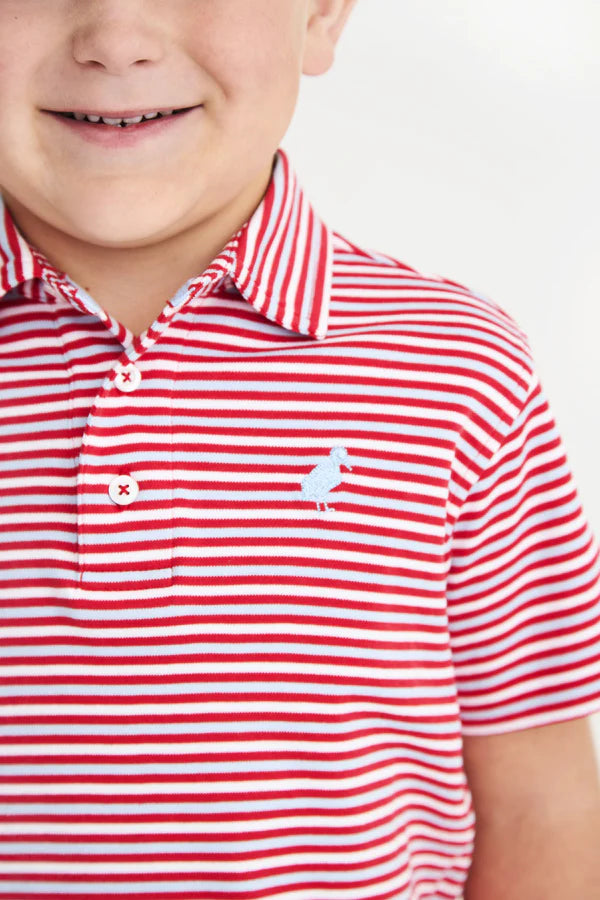 Prim & Proper Polo & Onesie- Sumner County Stripe (Richmond Red)
