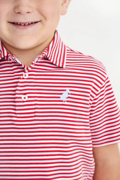Prim & Proper Polo & Onesie- Sumner County Stripe (Richmond Red)