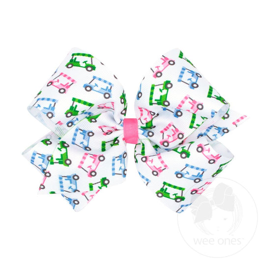 King Golf Cart Print Grosgrain Hair Bow