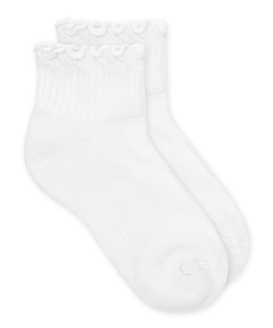 Smooth Toe Ruffle Ripple Edge Sport Quarter Socks - 1 Pair