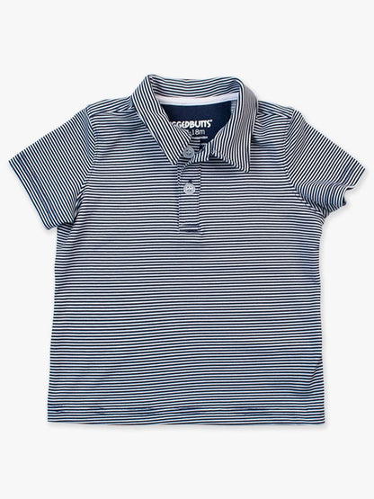 Knit Short Sleeve Performance Polo - Dark Navy Micro Stripe
