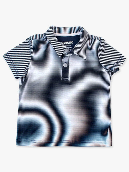 Knit Short Sleeve Performance Polo - Dark Navy Micro Stripe