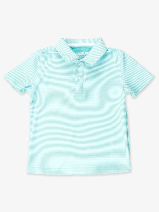 Knit Short Sleeve Performance Polo - Marine Green Micro Stripe