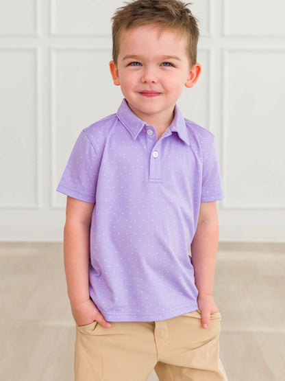 Knit Short Sleeve Performance Polo - Lavender Pindot