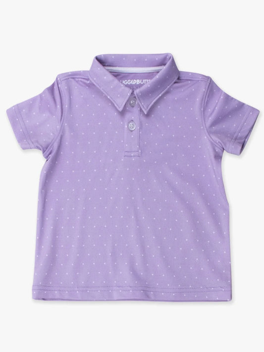 Knit Short Sleeve Performance Polo - Lavender Pindot