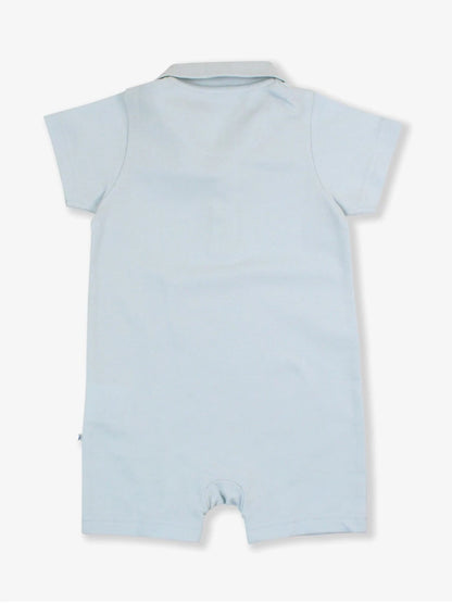 Pique Polo Romper - Light Blue