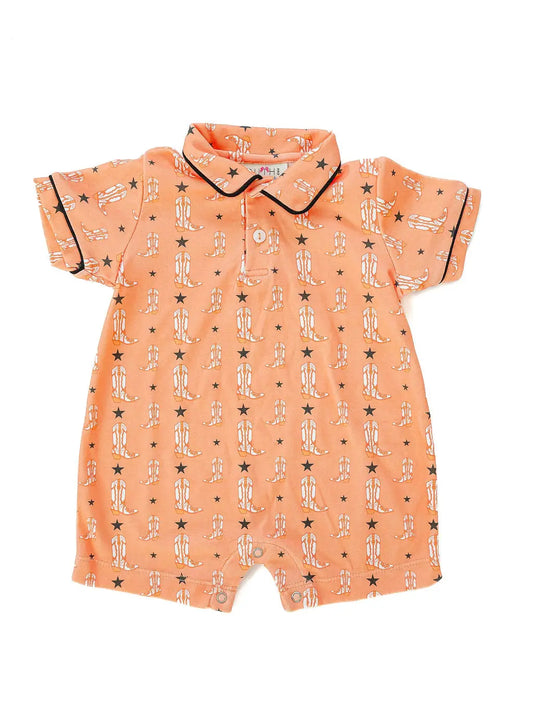 Orange and Black Boots Harold Romper