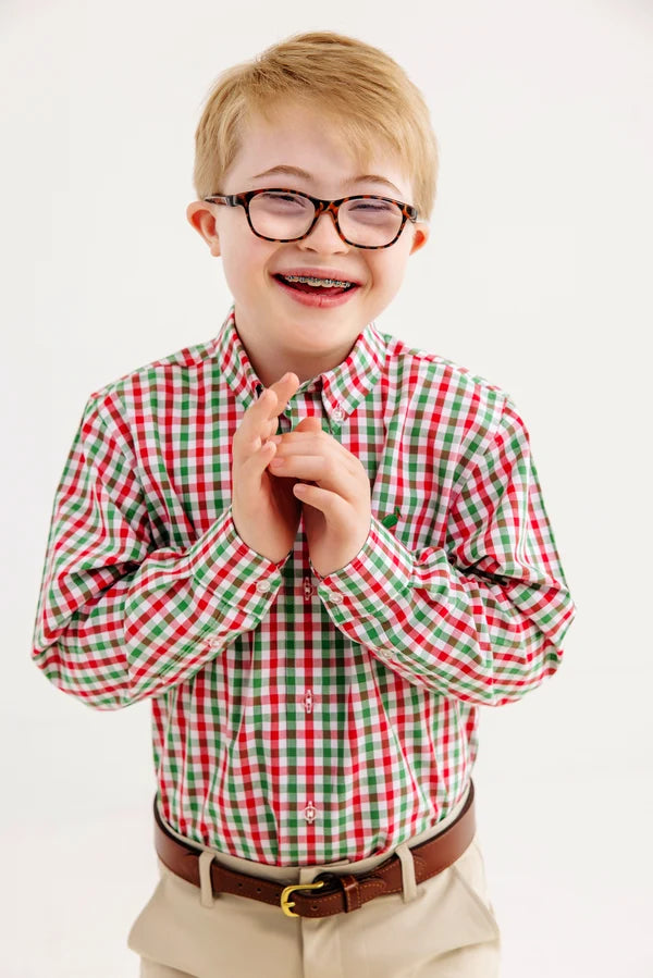 Dean's List Dress Shirt - Richmond Red & Kiawah Kelly Green Gingham