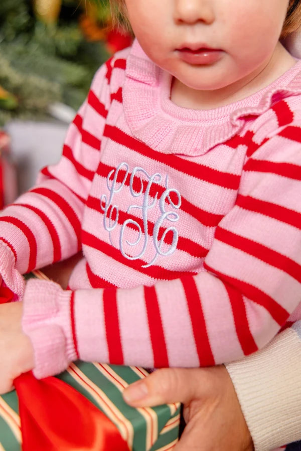 Reece Ruffle Romper - Richmond Red & Pier Party Pink Stripe