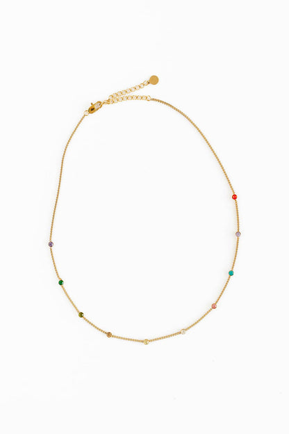 Rainbow Gem Necklace Earrings - Hypoallergenic