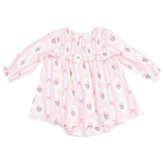 Ogee Lace Floral - L/s Smocked Ruffle Bubble W/ Skirt