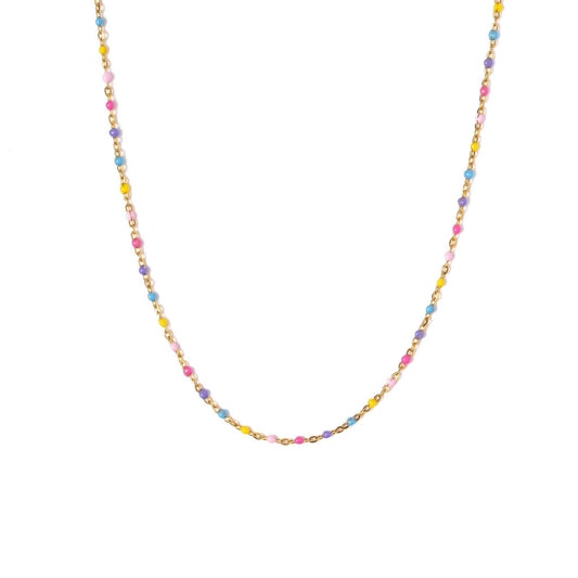 Enamel Bead Necklace Earrings - Hypoallergenic