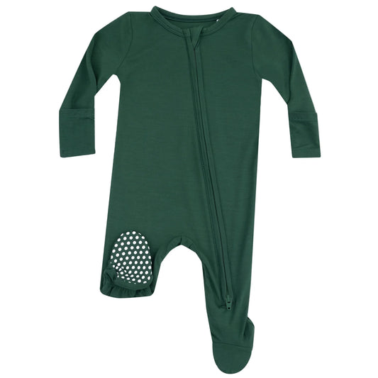 2 Way Zipper Footie - Hunter Green
