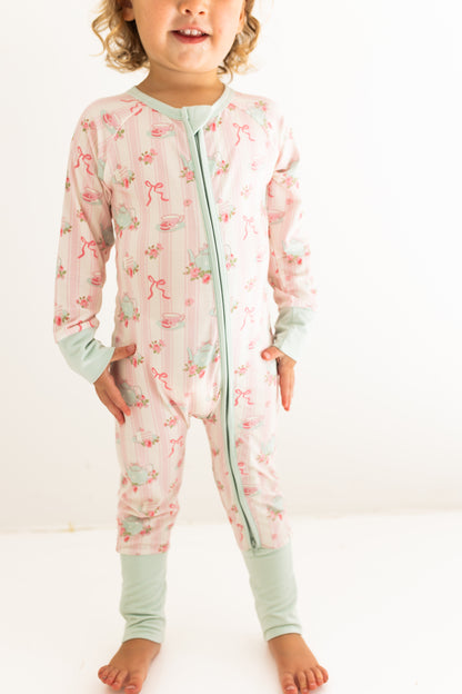 Tea Party Zipper Romper