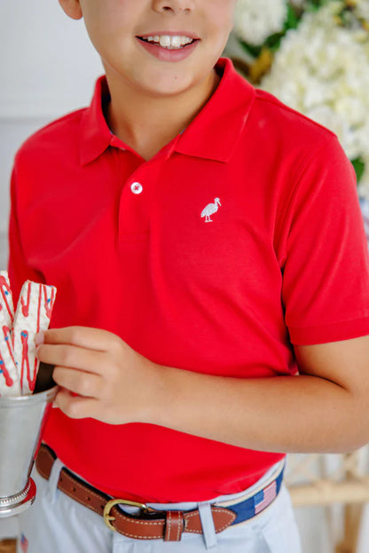 Prim & Proper Polo- Richmond Red with Worth Avenue White Stork