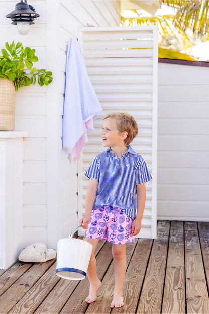 Prim & Proper Polo & Onesie - Rockefeller Royal Stripe