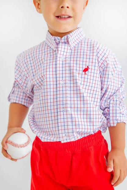 Dean's List Dress Shirt- Lake Powell Plaid with Richmond Red Stork