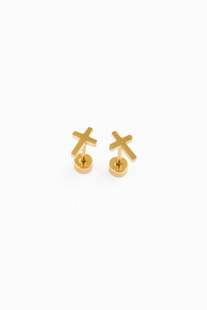 Cross Stud Earrings - Hypoallergenic