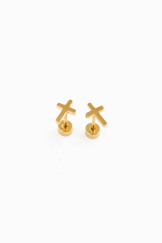Cross Stud Earrings - Hypoallergenic