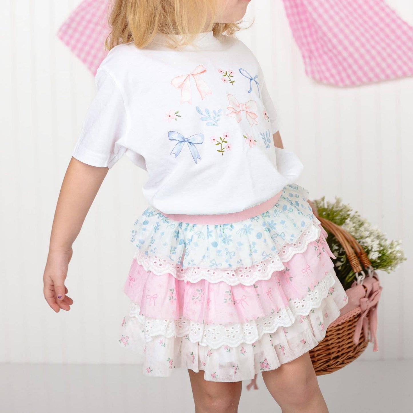 Floral & Bow Watercolor Short Sleeve T-Shirt