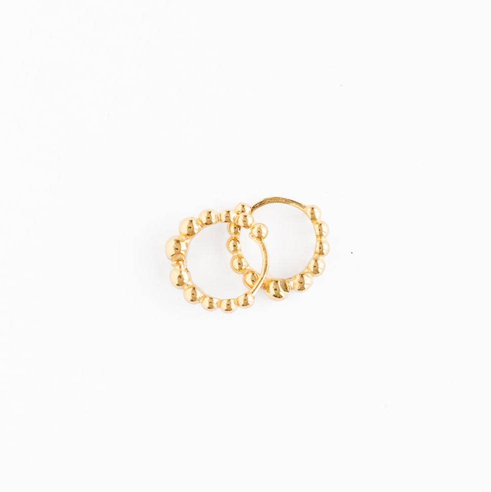 Beaded Huggie Hoop Earrings - Hypoallergenic