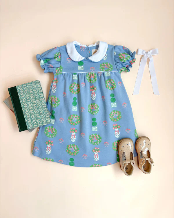 Holly Day Dress- Topiaries and Tangerines