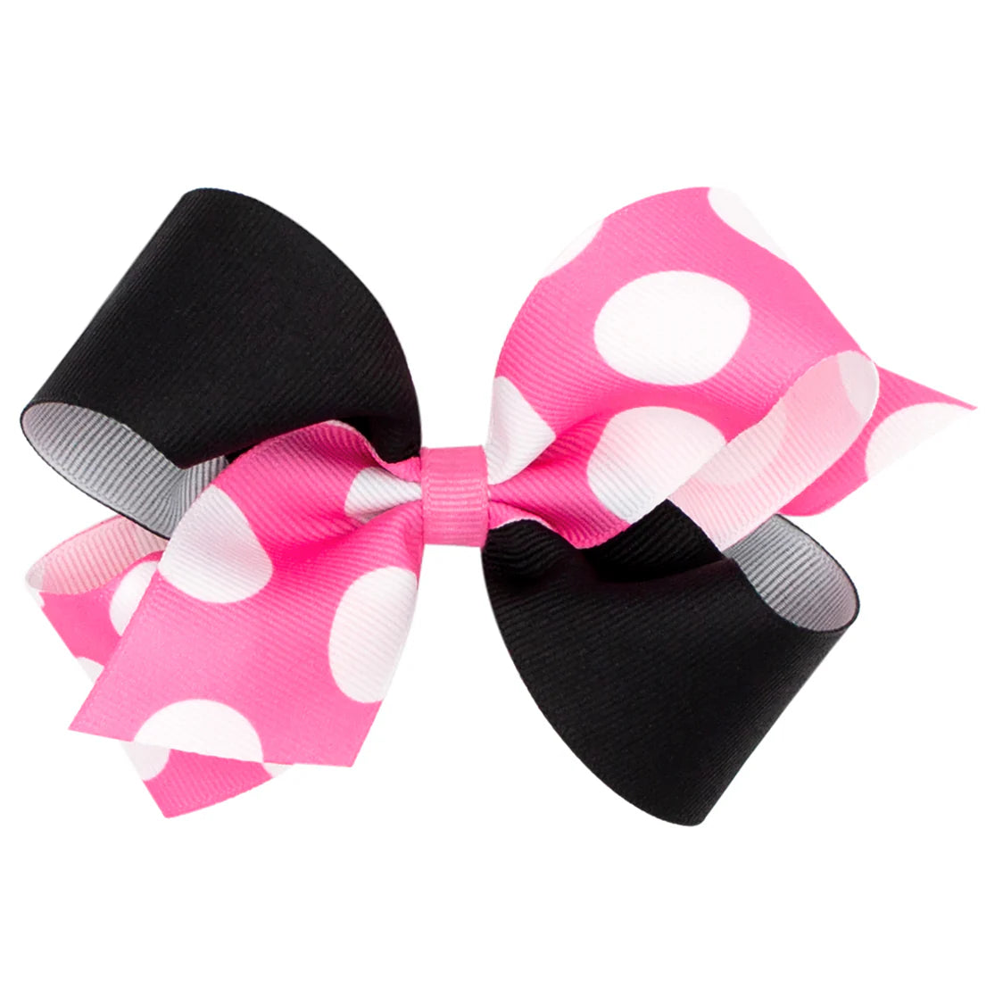 Wide King Two-Tone Solid and Huge Dot Printed Grosgrain Hair Bow