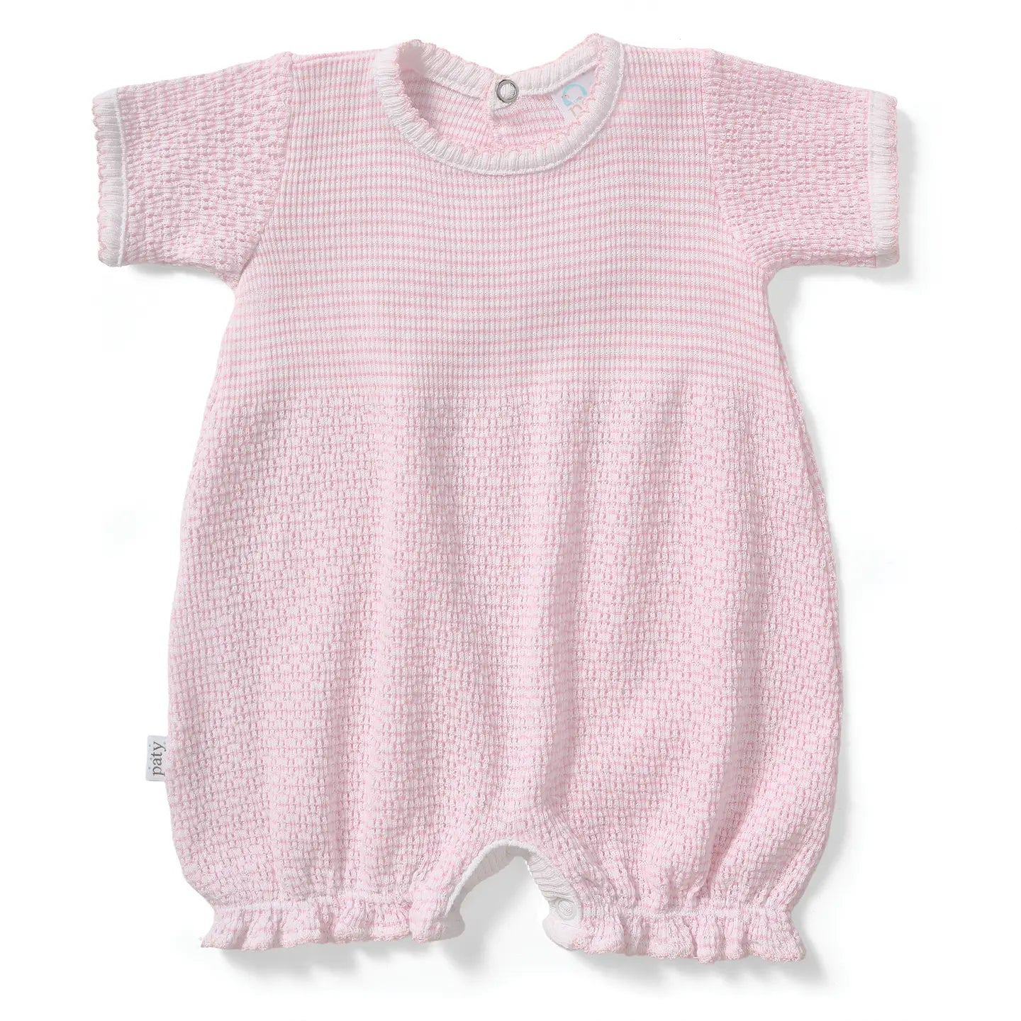 Paty Knit Ruffle Hem Bubble in Solid Colors - Pink w/ Pink Trim