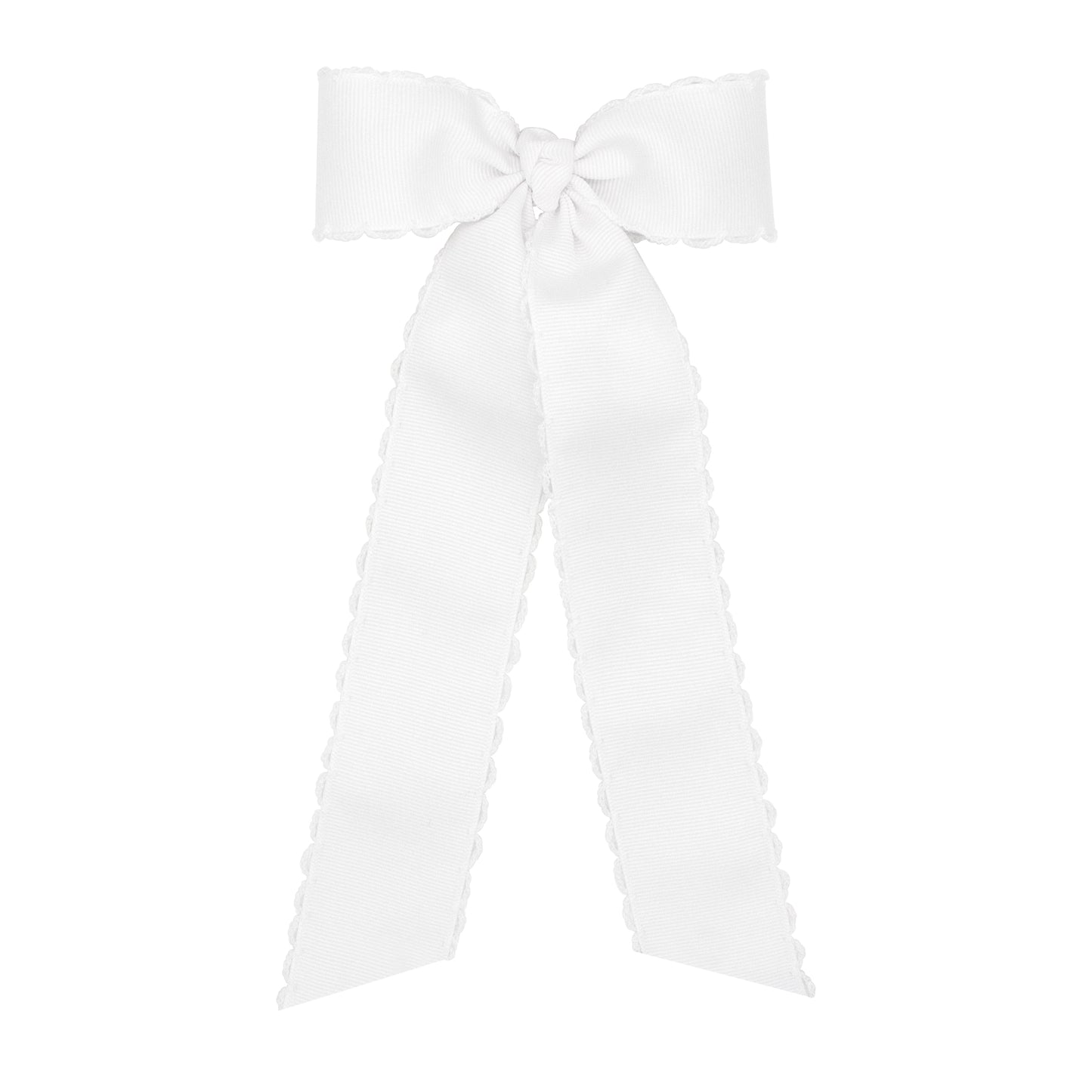 Medium Grosgrain Moonstitch Hair Bowtie with Knot Wrap and Streamer Tails